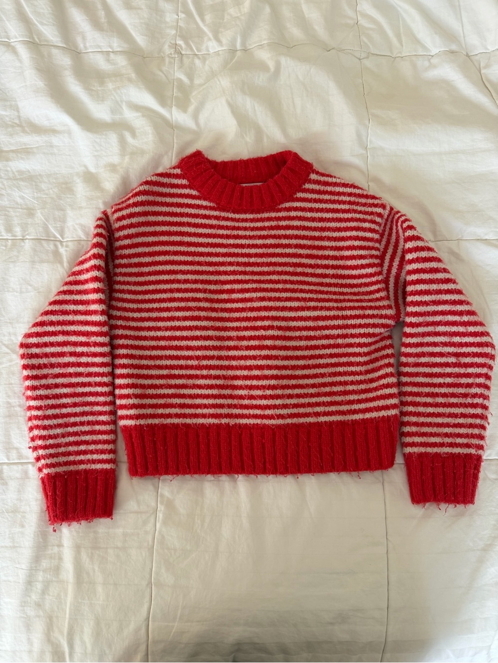 Zara Girls, Red and White Striped Crewneck Sweater, Size 8/9